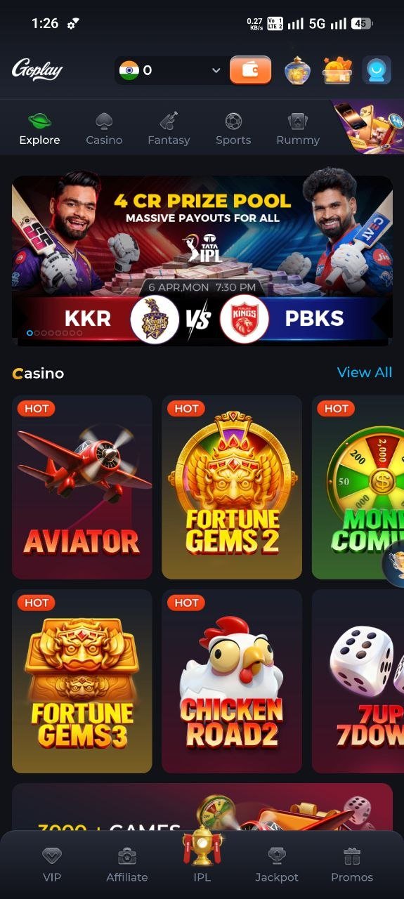 Goplay11 app interface – create fantasy cricket team and play IPL games online